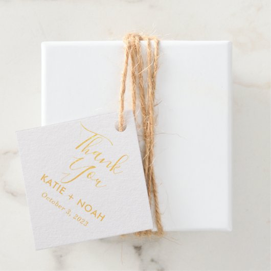 クラシック金ゴールドと写真の結婚ありがとう フェイバータグ (箱)