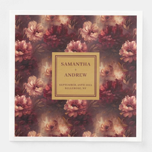 クラシック金ゴールドのディナ結婚ーナプキンス (正面)