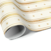 クラシック金ゴールドの星とストライプのクリスマス ラッピングペーパー (ロールコーナー)