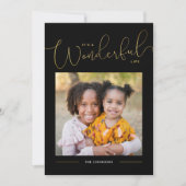 クラシック金ゴールドの書道にすばらしい人生 シーズンカード (正面)