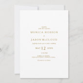 クラシック金ゴールドをミニマルに詰め結婚る 招待状 (正面)