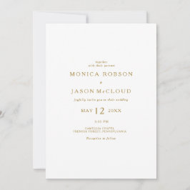 クラシック金ゴールドをミニマルに詰め結婚る 招待状