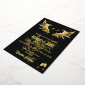 クラシック金ゴールドウィングのリーフ結婚ミニマリスト 箔招待状 (回転した状態)