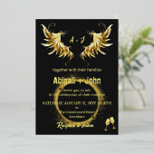 クラシック金ゴールドウィングサークルミニマ結婚リスト 箔招待状 (立ち正面)