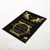 クラシック金ゴールドウィングサークルミニマ結婚リスト 箔招待状 (回転した状態)