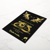 クラシック金ゴールドウィングリングや輪ミニマ結婚リスト 箔招待状 (回転した状態)