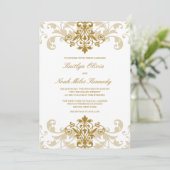クラシック金ゴールドエレガントカラー製鉄工結婚社 招待状 (スタンド正面)