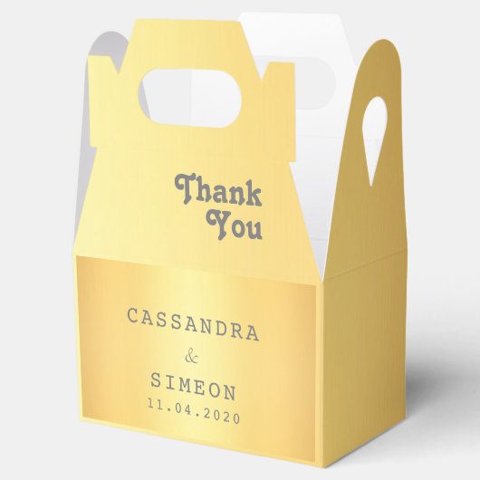 クラシック金ゴールドエレガントサンキュー結婚式の引き出物箱 フェイバーボックス (オープン)