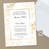 クラシック金ゴールドエレガントフローライスラム結婚教徒 招待状