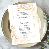クラシック金ゴールドエレガントフローライスラム結婚教徒 招待状