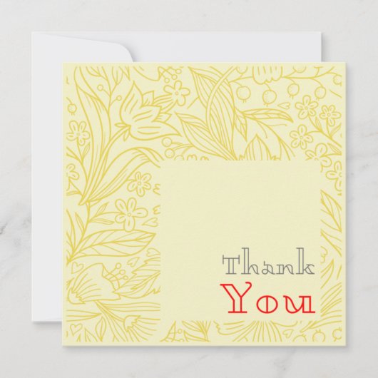 クラシック金ゴールドエレガントフローラ サンキューカード (正面)