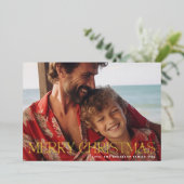 クラシック金ゴールドエレガントメリークリスマスフォト 箔シーズンカード (立ち正面)