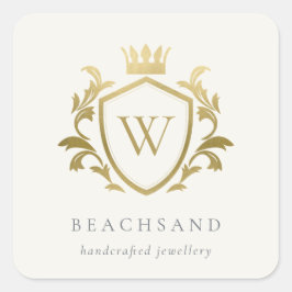 クラシック金ゴールドエレガントモノグラムフローラクラウンクレスト スクエアシール