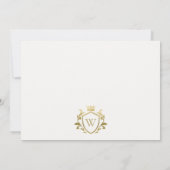 クラシック金ゴールドエレガントモノグラムフローラクラウンクレスト ノートカード (裏面)