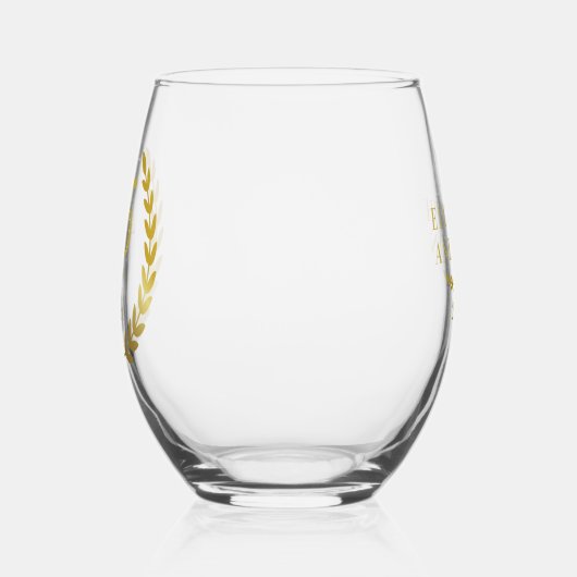 クラシック金ゴールドエレガントリース記念日の名前 ステムなしワイングラス (左)