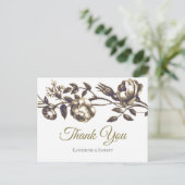 クラシック金ゴールドエレガントヴィンテージ花ありがとう ポストカード (スタンド正面)