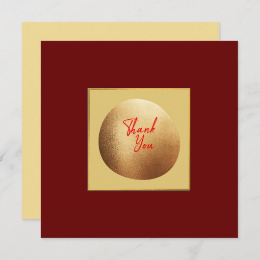 クラシック金ゴールドエレガント王室の赤 サンキューカード (正面/裏面)