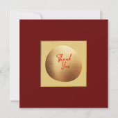 クラシック金ゴールドエレガント王室の赤 サンキューカード (正面)