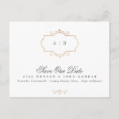 クラシック金ゴールドクレストモノグラムフォイル日付を保存 案内ポストカード (正面)