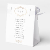 クラシック金ゴールドクレスト結婚モノグラムのテーブル番号 フェイバーボックス (裏面サイド)