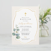 クラシック金ゴールドクロスバプテエレガントィス 招待状 (スタンド正面)