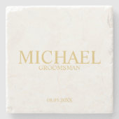 クラシック金ゴールドグパーソナライズされたロムスマン ストーンコースター (正面)