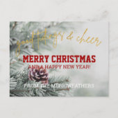 クラシック金ゴールドグリッタースクリプトクリスマスグリーティング ポストカード (正面)