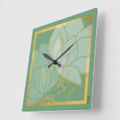 クラシック金ゴールドグリーンホワイト スクエア壁時計 (傾斜)