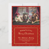 クラシック金ゴールドグレームフォトクリスマスフラット シーズンカード (正面)