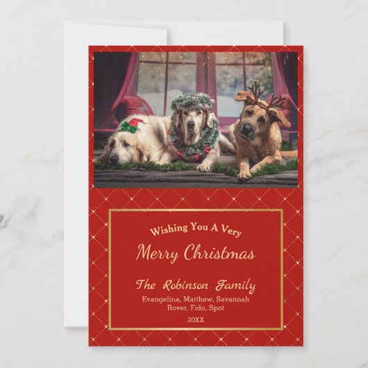 クラシック金ゴールドグレームフォトクリスマスフラット シーズンカード (正面)