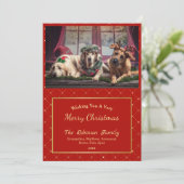 クラシック金ゴールドグレームフォトクリスマスフラット シーズンカード (スタンド正面)