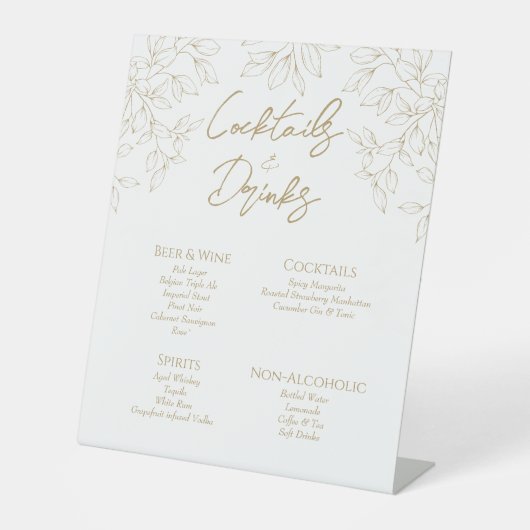 クラシック金ゴールドグ結婚リーのカクテルとドリンク 台座サイン (正面)