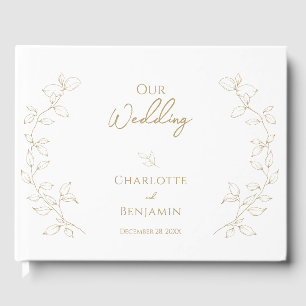 クラシック金ゴールドグ結婚リーズゲストブック ゲストブック