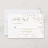 クラシック金ゴールドグ結婚レネリーのEntree応答カード 出欠カード (正面)