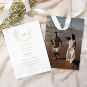 クラシック金ゴールドグ結婚レリーのモノグラム写真 招待状