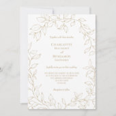 クラシック金ゴールドグ結婚レリーの写真招待状 招待状 (正面)