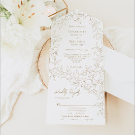 クラシック金ゴールドグ結婚レリーのEntree Choice オールインワン招待状