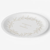 クラシック金ゴールドグ結婚レリー ペーパープレート (アングル)