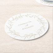 クラシック金ゴールドグ結婚レリー ラウンドペーパーコースター (アングル)