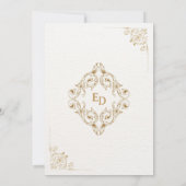 クラシック金ゴールドスクロール結婚式招待状 招待状 (裏面)