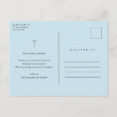 クラシック金ゴールドストライプクロス写真バプテスマありがとう インビテーションポストカード (裏面)