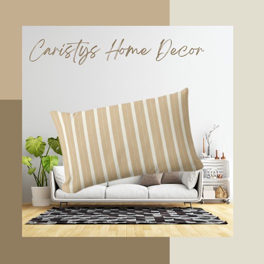 クラシック金ゴールドストライプタンアンドクリーム ランバークッション