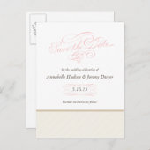 クラシック金ゴールドストライプ日付の保存 案内ポストカード (正面/裏面)