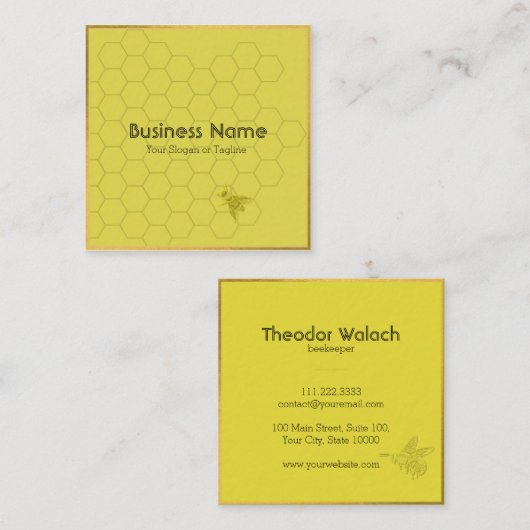 クラシック金ゴールドビープロフェッショナル スクエア名刺 (正面/裏面)