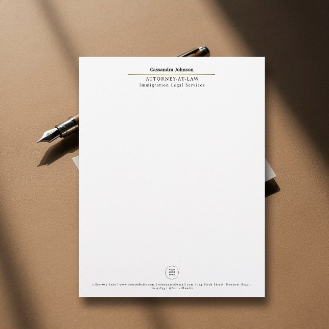 クラシック金ゴールドフェイクライン法弁護士 レターヘッド (business corporate letterhead lawyer law paralegal attorney modern classic minimalist)