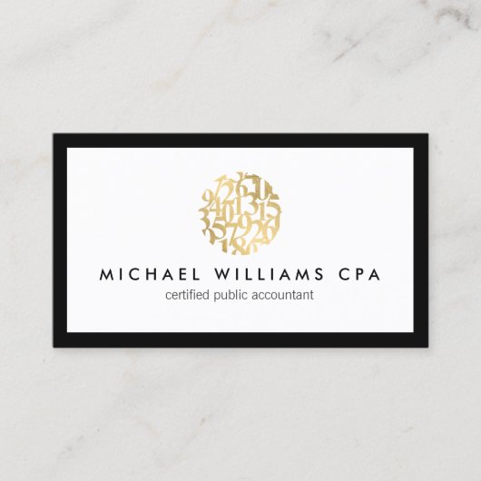 クラシック金ゴールドフェイク番号ロゴAccountant 名刺 (正面)