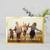 クラシック金ゴールドフォトフレーム | クリスマスエレガント文字 箔シーズンカード (立ち正面)