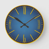 クラシック金ゴールドフレームの青い背景のOfficeの時計 ラウンド壁時計 (正面)