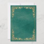 クラシック金ゴールドフレームグリーンイスラム結婚教徒 招待状 (裏面)
