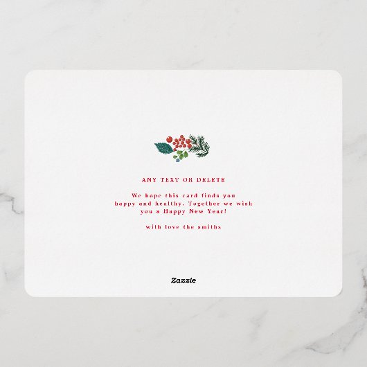 クラシック金ゴールドフレームメリークリスマスワンフォト 箔シーズンカード (裏面)